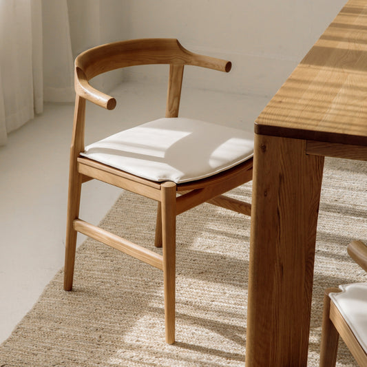 Tuck In Dining Chair with White Cushion, Stained Oak