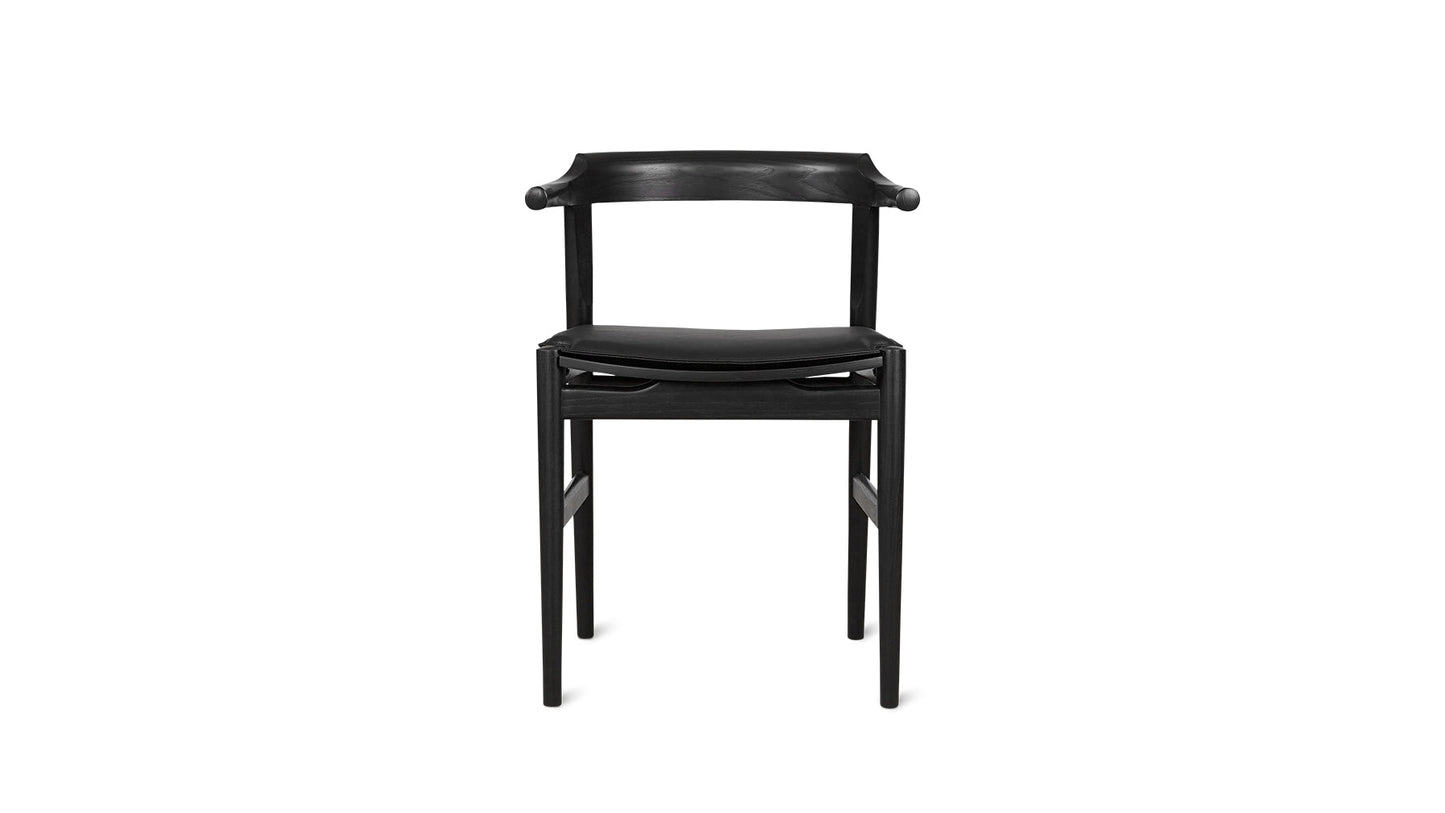 Tuck In Dining Chair with Black Cushion, Black Ash