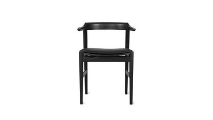 Tuck In Dining Chair with Black Cushion, Black Ash