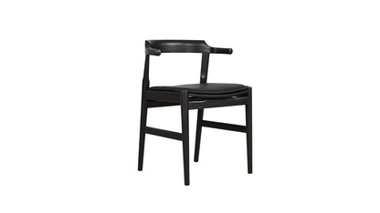 Tuck In Dining Chair with Black Cushion, Black Ash