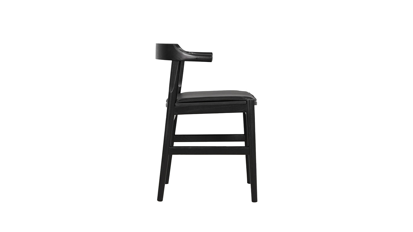 Tuck In Dining Chair with Black Cushion, Black Ash