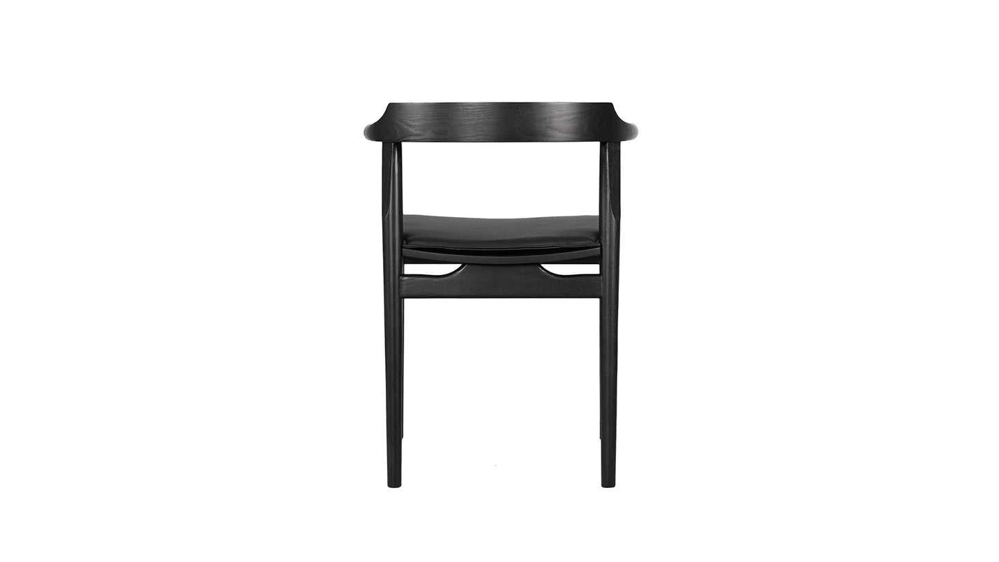 Tuck In Dining Chair with Black Cushion, Black Ash
