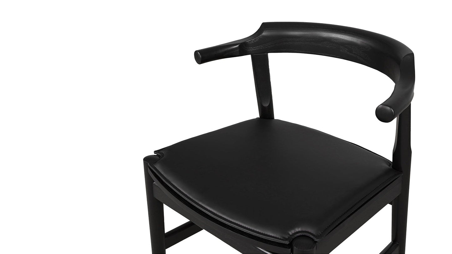 Tuck In Dining Chair with Black Cushion, Black Ash