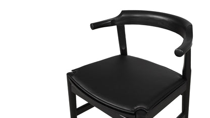 Tuck In Dining Chair with Black Cushion, Black Ash