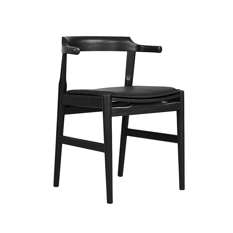 Tuck In Dining Chair with Black Cushion, Black Ash