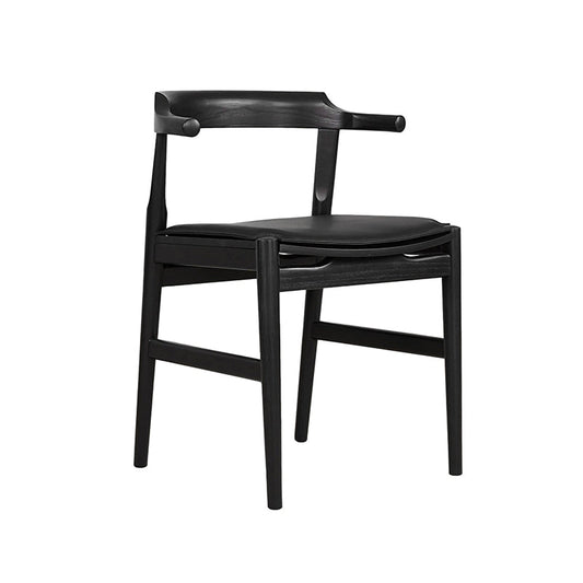 Tuck In Dining Chair with Black Cushion, Black Ash