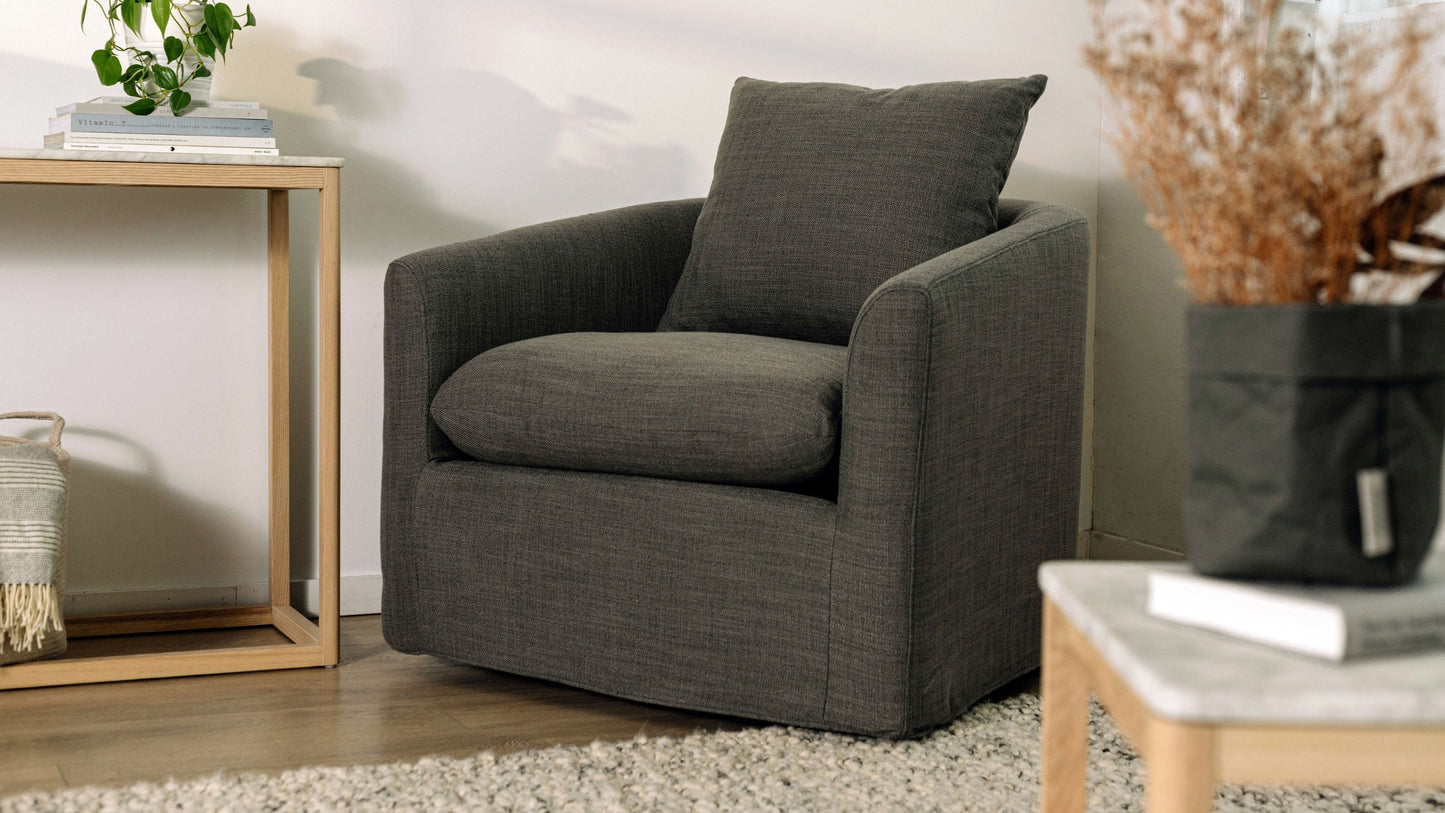 Sink In Swivel Lounge Chair, Pearl