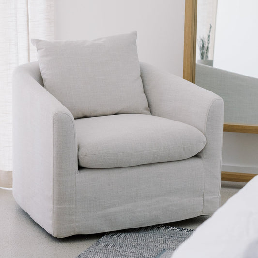 Sink In Swivel Lounge Chair, Pearl