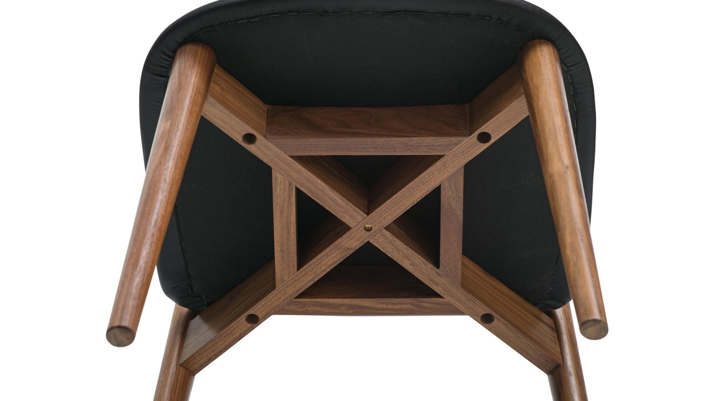Dine In Dining Chair (Set of Two), Walnut/Black Leather