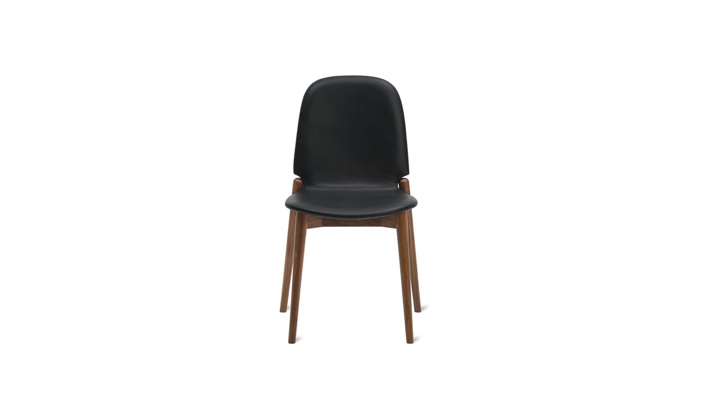 Dine In Dining Chair (Set of Two), Walnut/Black Leather