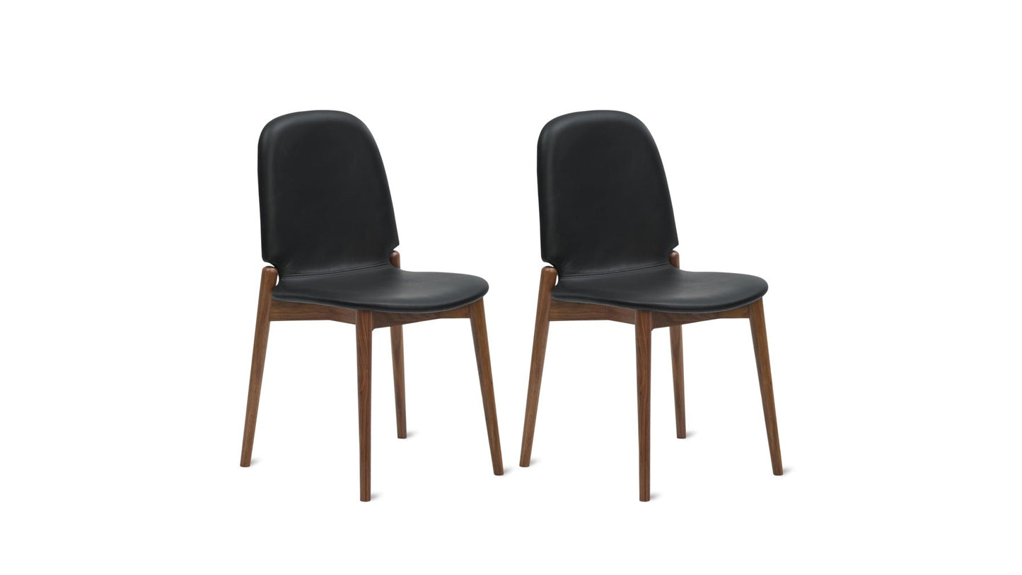 Dine In Dining Chair (Set of Two), Walnut/Black Leather