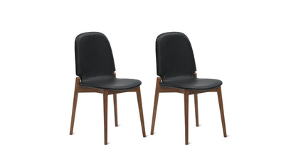 Dine In Dining Chair (Set of Two), Walnut/Black Leather