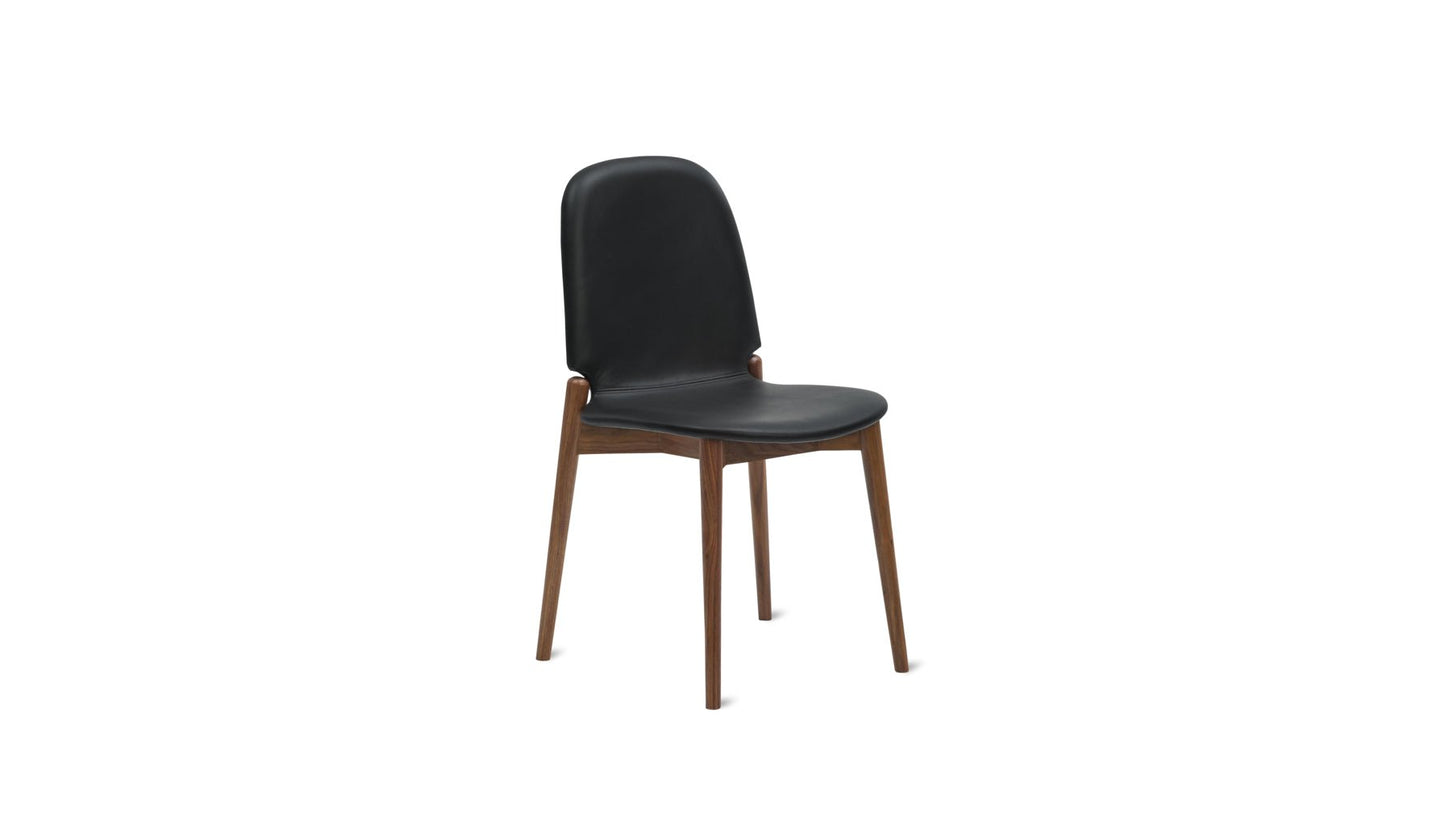 Dine In Dining Chair (Set of Two), Walnut/Black Leather