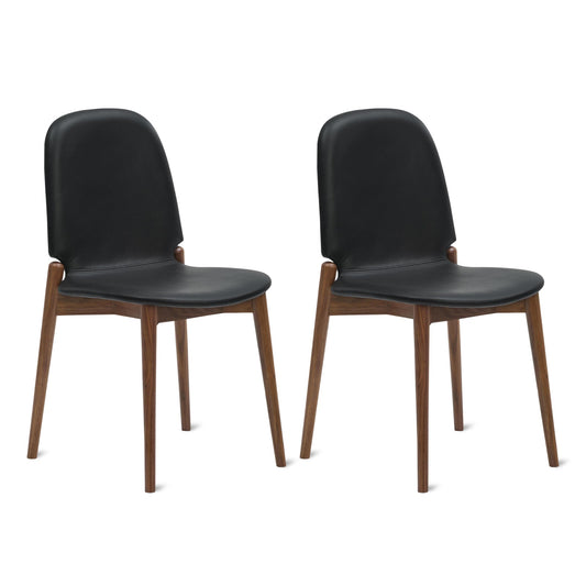 Dine In Dining Chair (Set of Two), Walnut/Black Leather