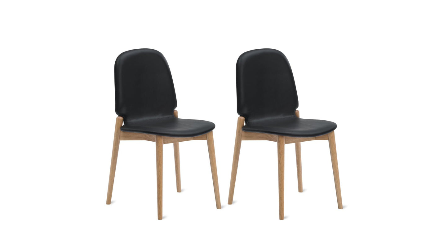 Dine In Dining Chair (Set of Two), Oak/Black Leather