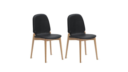Dine In Dining Chair (Set of Two), Oak/Black Leather