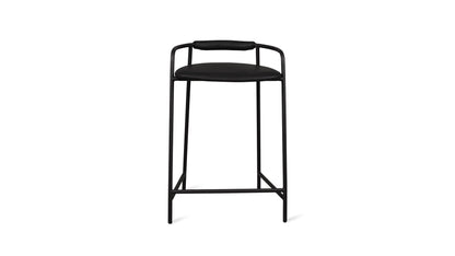 Slow Mornings Stool, Counter, Coal Leather/Black Metal
