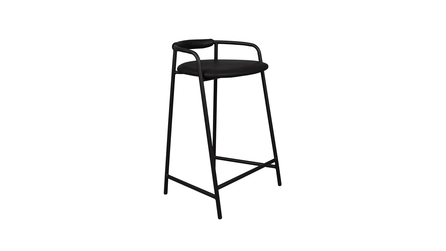 Slow Mornings Stool, Counter, Coal Leather/Black Metal