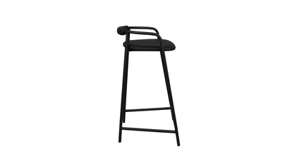 Slow Mornings Stool, Counter, Coal Leather/Black Metal