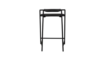 Slow Mornings Stool, Counter, Coal Leather/Black Metal