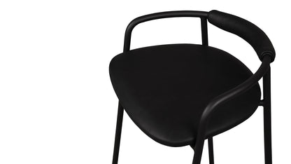 Slow Mornings Stool, Counter, Coal Leather/Black Metal