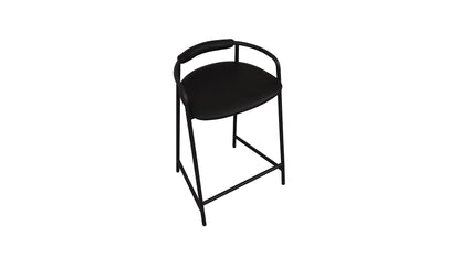 Slow Mornings Stool, Counter, Coal Leather/Black Metal