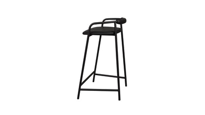 Slow Mornings Stool, Counter, Coal Leather/Black Metal