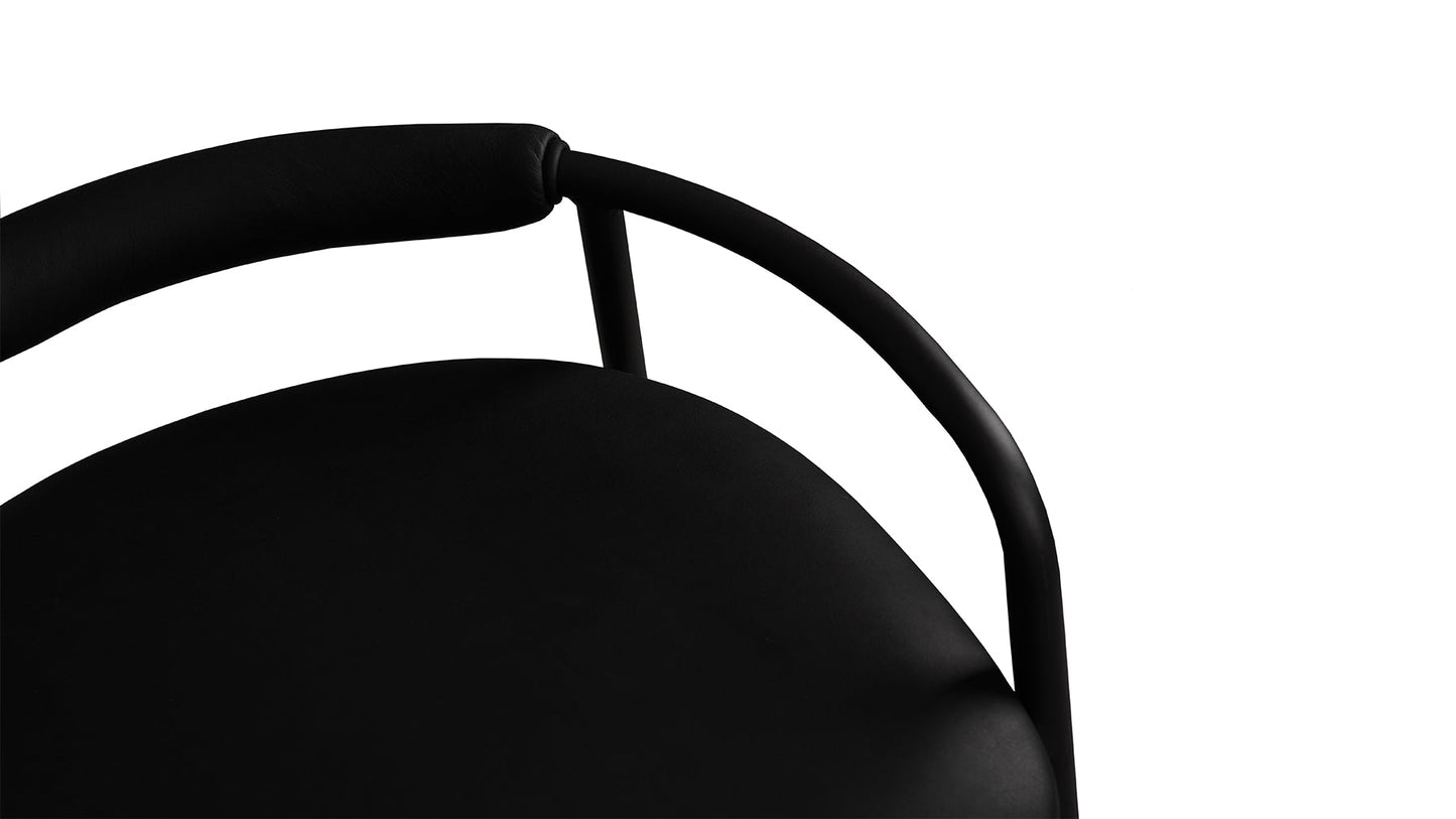 Slow Mornings Stool, Counter, Coal Leather/Black Metal