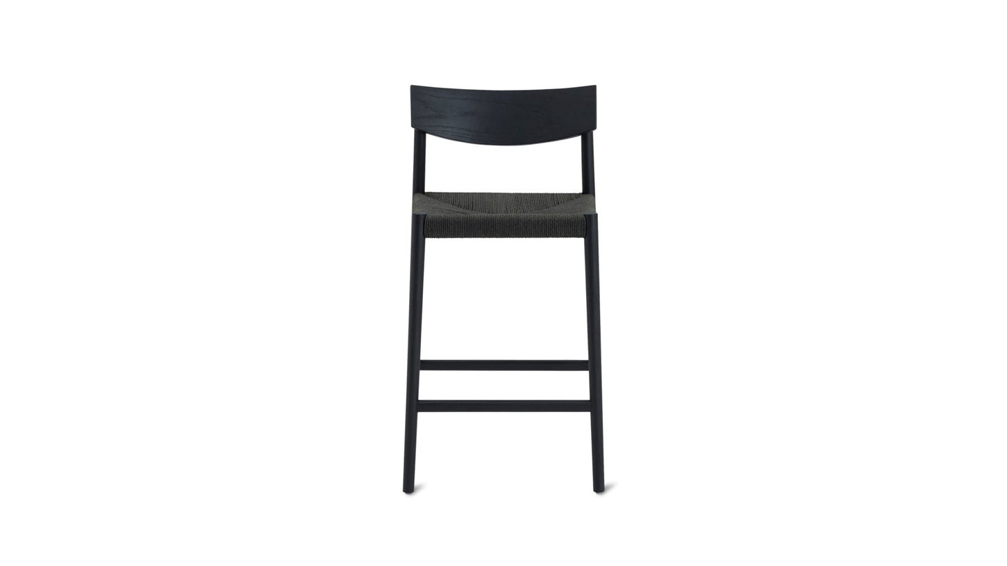 Dinner Guest Counter Stool, Black Oak/ Black Papercord Seat