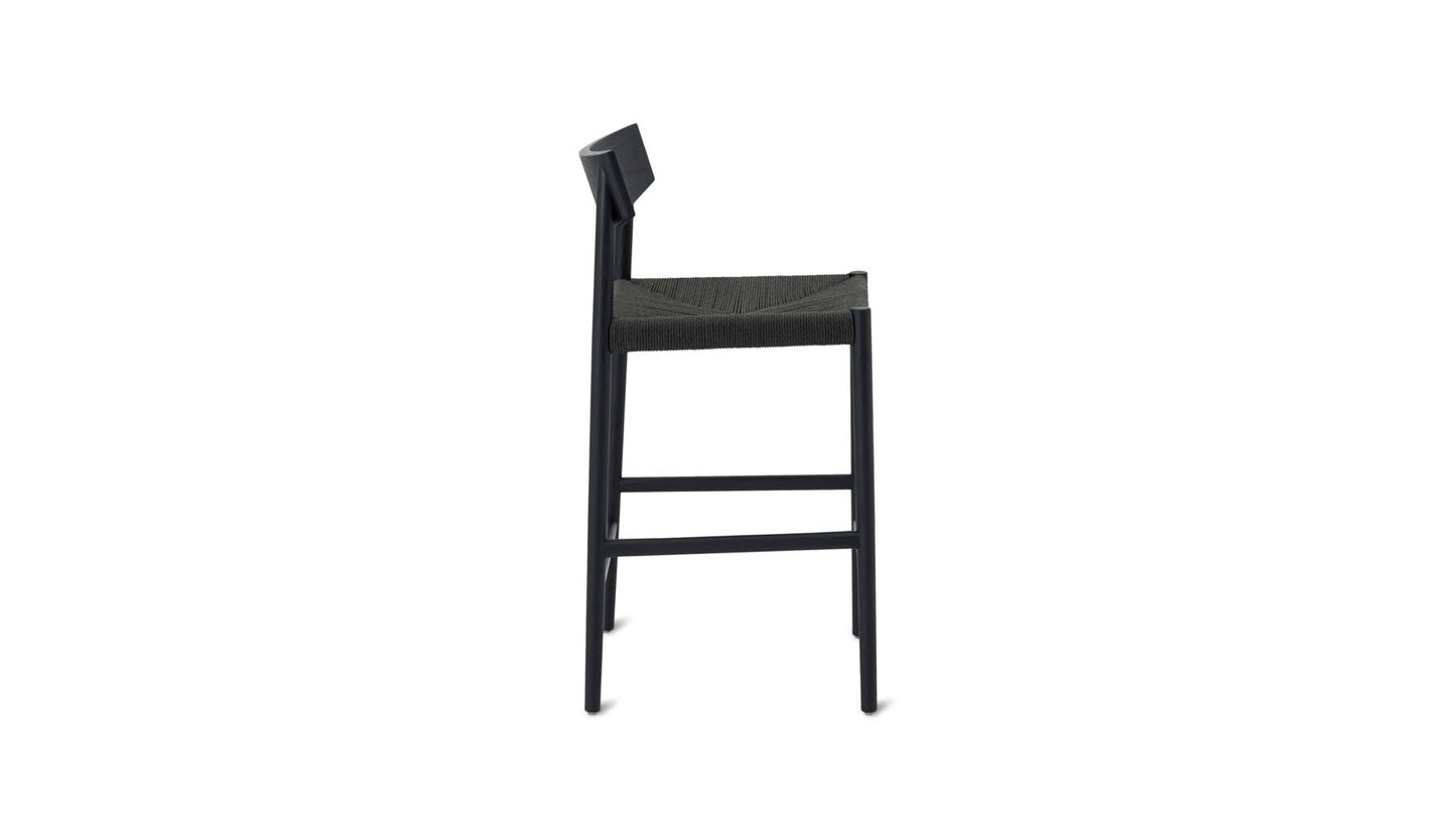 Dinner Guest Counter Stool, Black Oak/ Black Papercord Seat