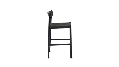 Dinner Guest Counter Stool, Black Oak/ Black Papercord Seat