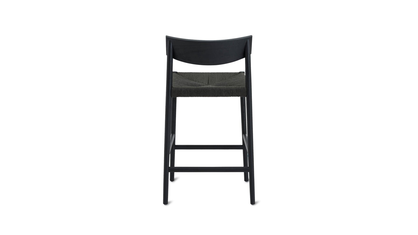 Dinner Guest Counter Stool, Black Oak/ Black Papercord Seat