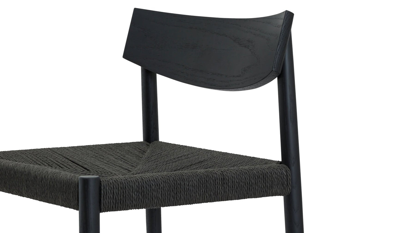 Dinner Guest Counter Stool, Black Oak/ Black Papercord Seat