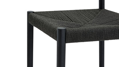 Dinner Guest Counter Stool, Black Oak/ Black Papercord Seat