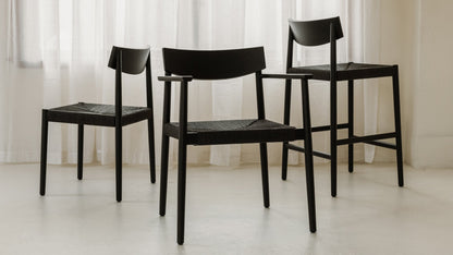 Dinner Guest Counter Stool, Black Oak/ Black Papercord Seat