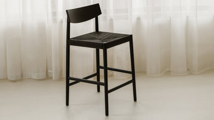Dinner Guest Counter Stool, Black Oak/ Black Papercord Seat