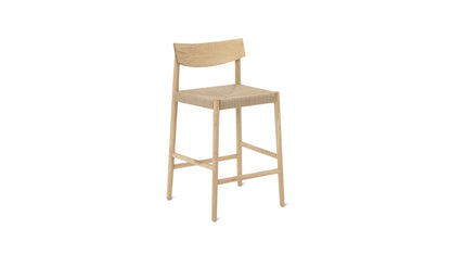 Dinner Guest Counter Stool, White Oak/ Natural Papercord Seat