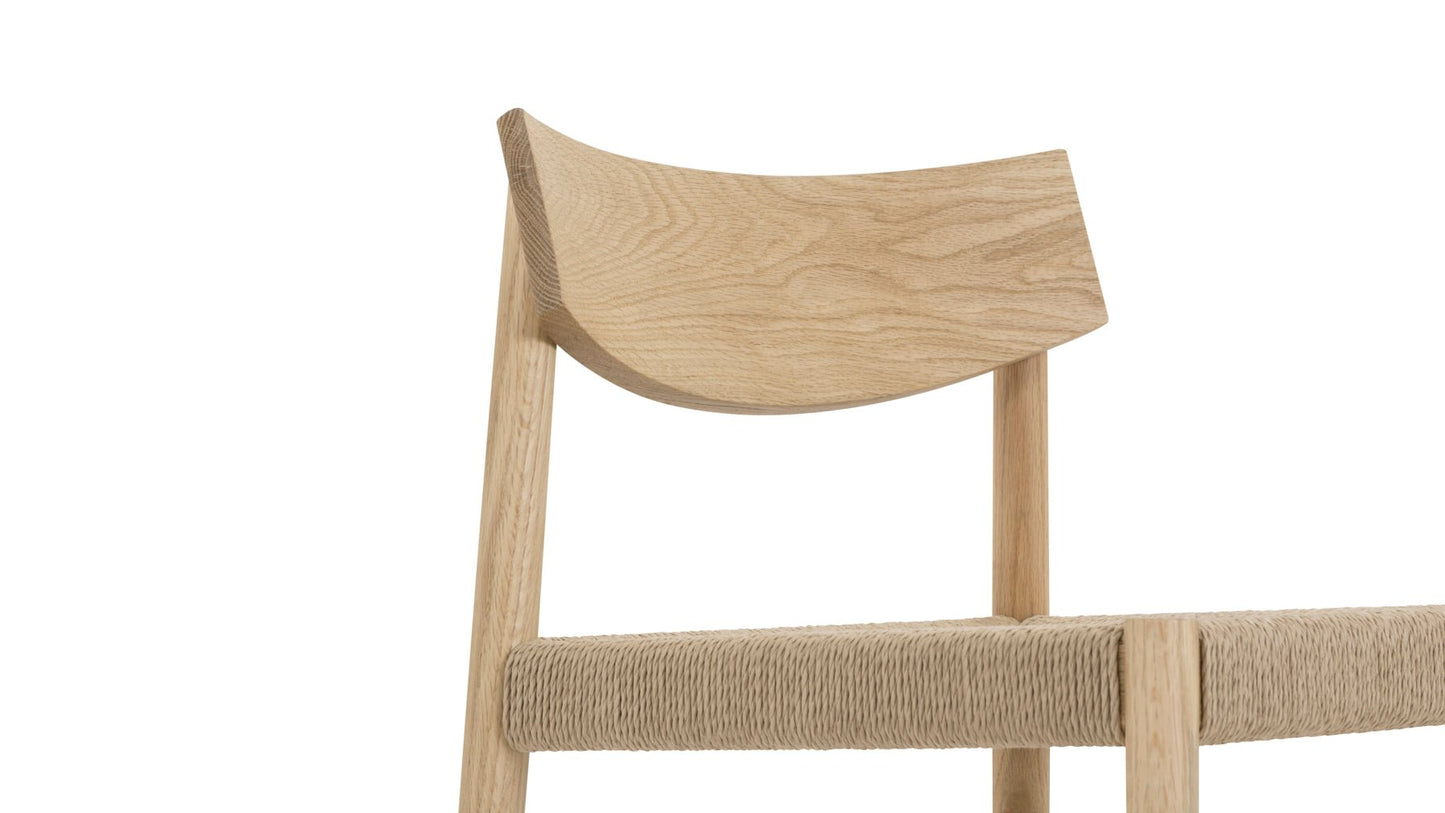 Dinner Guest Counter Stool, White Oak/ Natural Papercord Seat