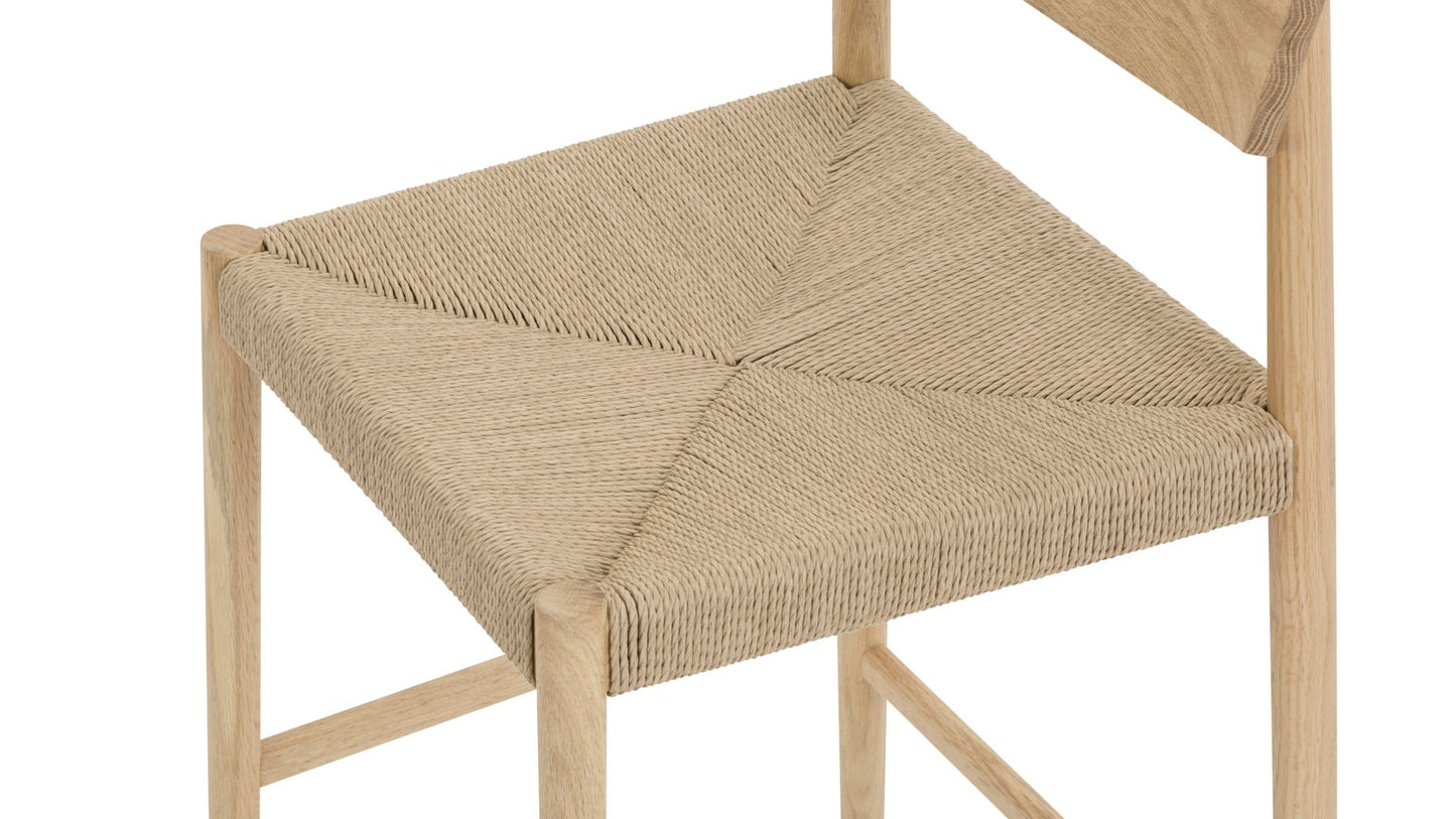 Dinner Guest Counter Stool, White Oak/ Natural Papercord Seat
