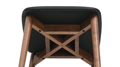 Dine In Counter Stool, Walnut/Black Leather