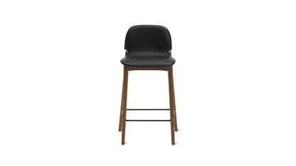 Dine In Counter Stool, Walnut/Black Leather