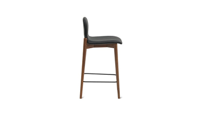 Dine In Counter Stool, Walnut/Black Leather