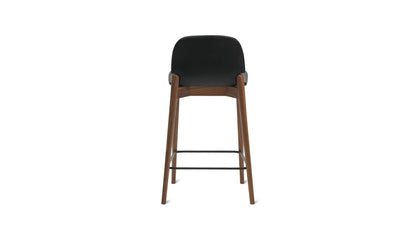 Dine In Counter Stool, Walnut/Black Leather