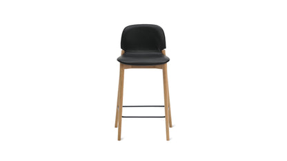 Dine In Counter Stool, Oak/Black Leather