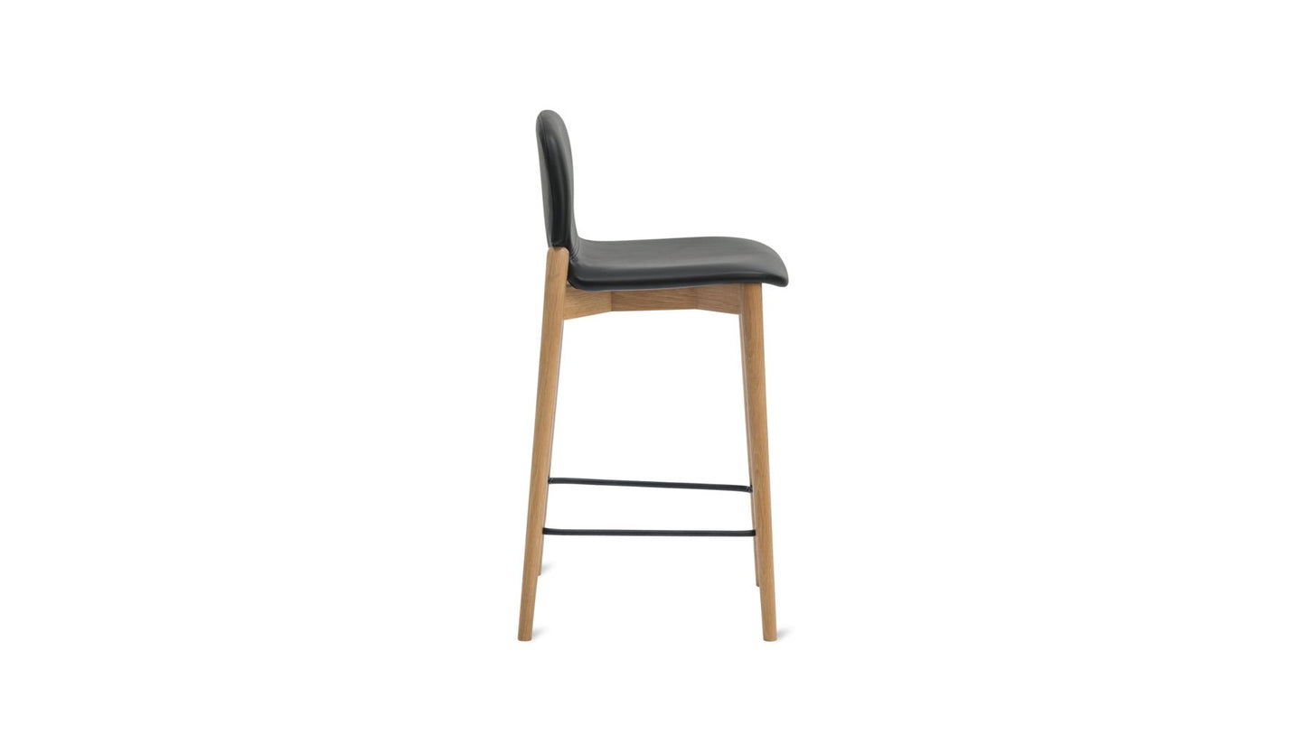Dine In Counter Stool, Oak/Black Leather