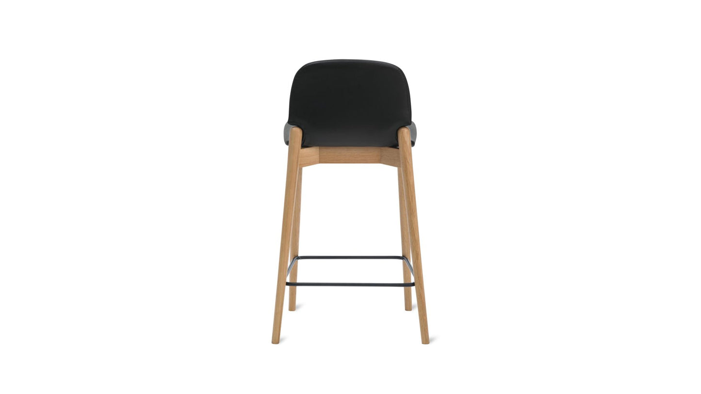 Dine In Counter Stool, Oak/Black Leather