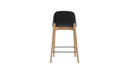 Dine In Counter Stool, Oak/Black Leather