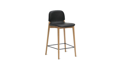 Dine In Counter Stool, Oak/Black Leather