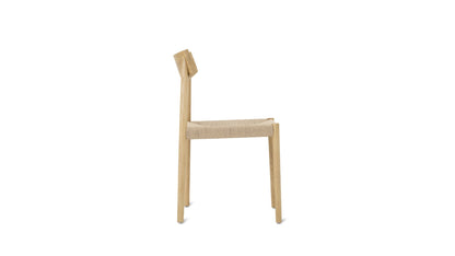 Dinner Guest Armless Dining Chair (Set of Two), White Oak/ Natural Papercord Seat