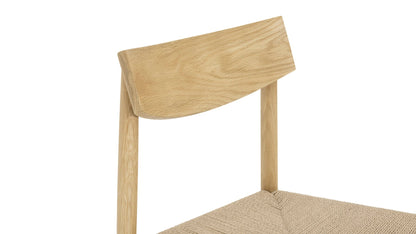 Dinner Guest Armless Dining Chair (Set of Two), White Oak/ Natural Papercord Seat
